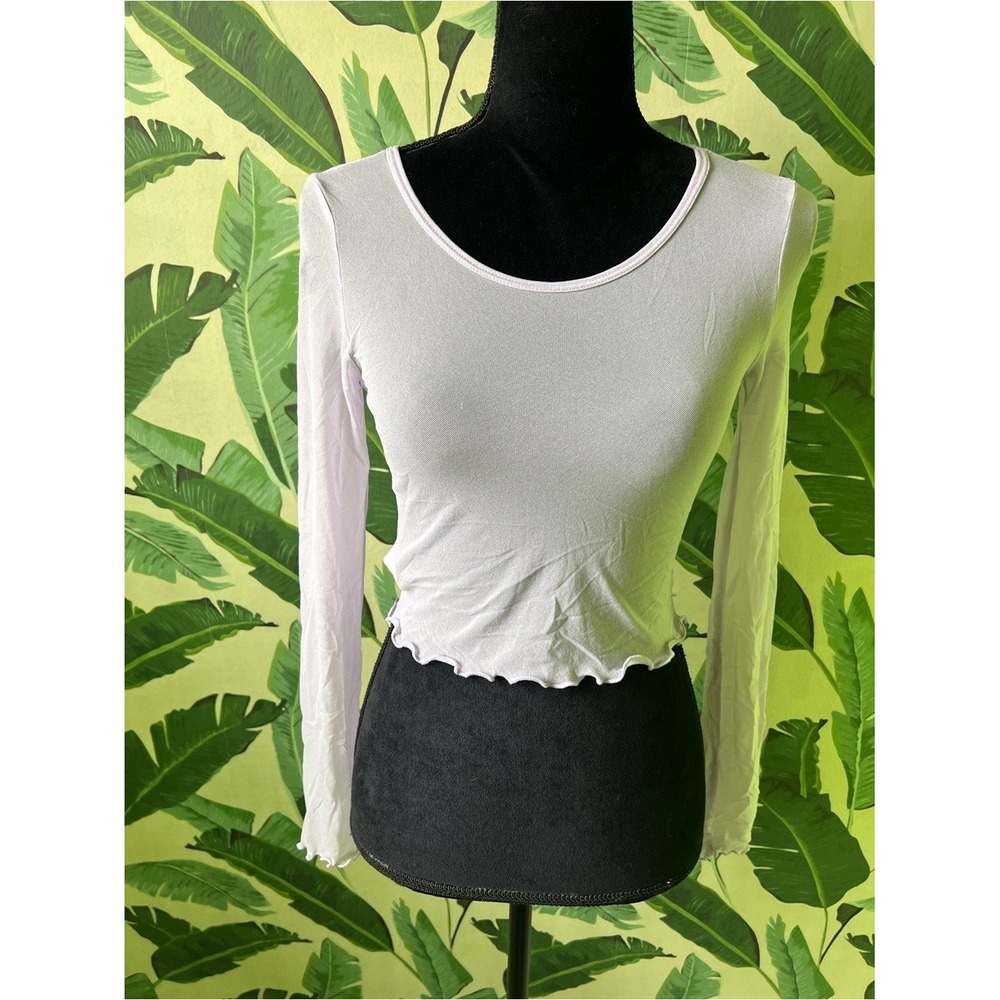 Aerie Mesh Long Sleeve Crop Top Women Small‎ Light Purple